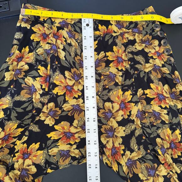Free People Floral Wide Leg Pants Womens Size 6 Flowy Boho Festival Airy Crepe - Picture 6 of 8